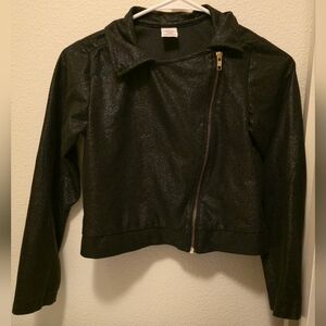 Sparkle Black Asymmetrical Zip Jacket Girls L large 10-12